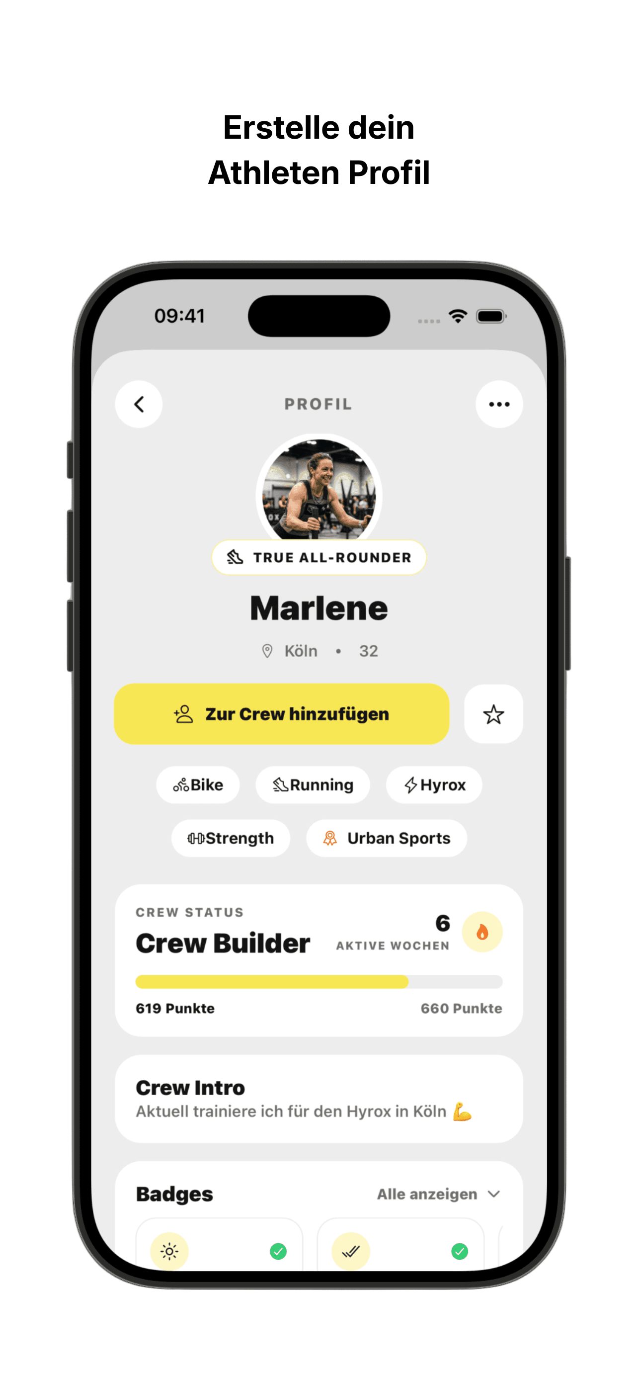 Profilansicht in der App.